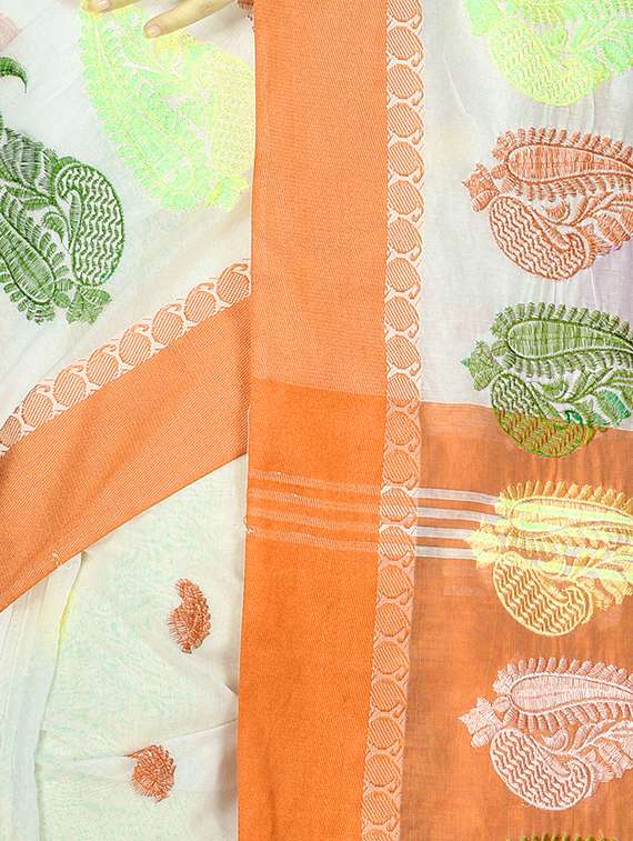 women orange self design handloom saree - 21537320 - Standard Image - 2