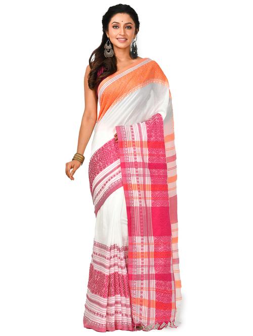 women pink handloom saree - 21537324 - Standard Image - 0