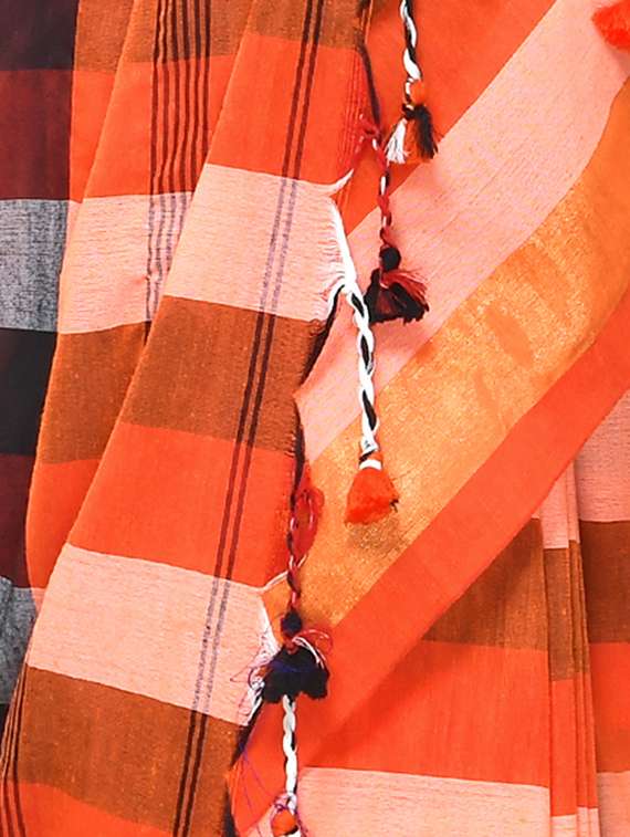 women striped handloom saree - 21537359 -  Standard Image - 2