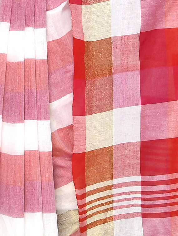 women striped handloom saree - 21537360 -  Standard Image - 2