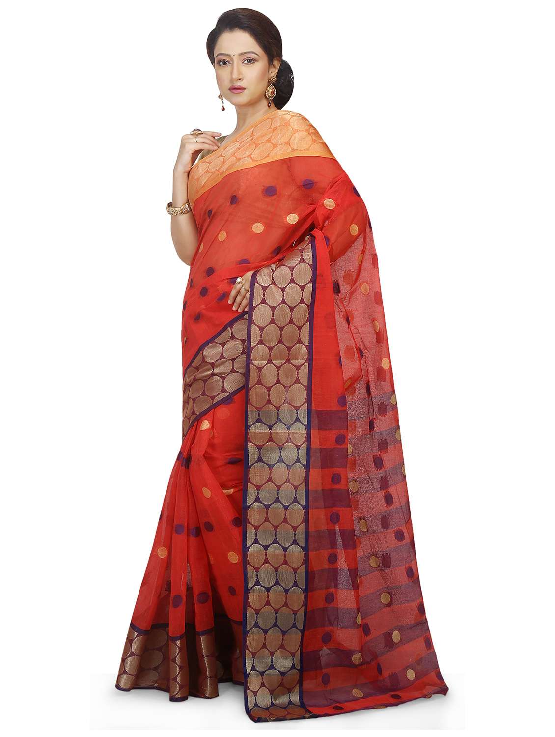 women geometric tant saree