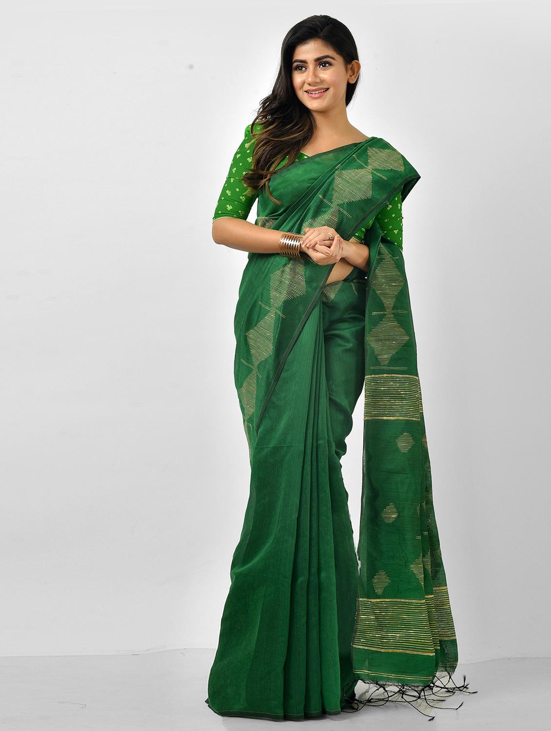 women green handloom saree