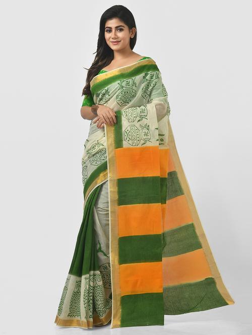 women printed handloom saree - 21537464 - Standard Image - 0