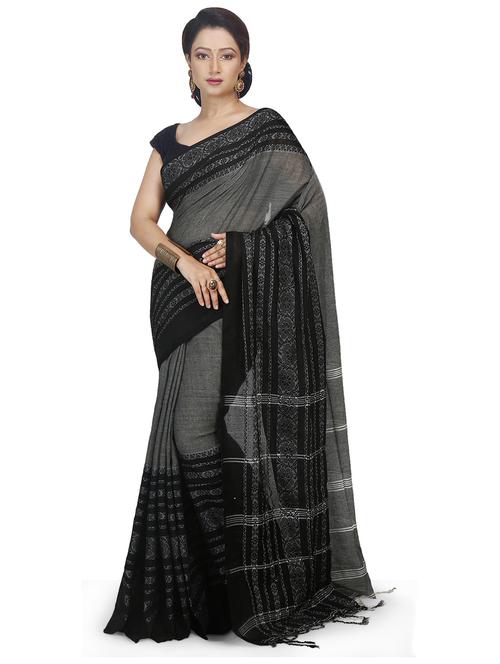 women black handloom saree - 21537475 - Standard Image - 0