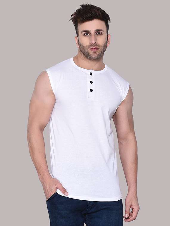 men solid sleeveless t-shirt - 21537579 - Zoom Image - 0