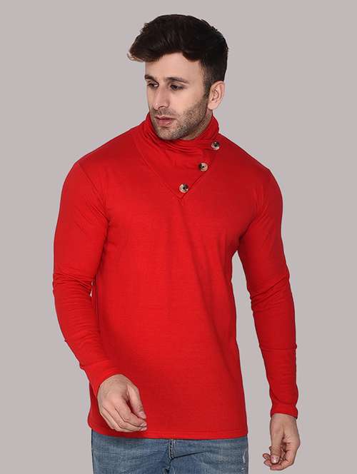 men solid turtle neck slim fit t-shirt - 21537590 -  Standard Image - 0