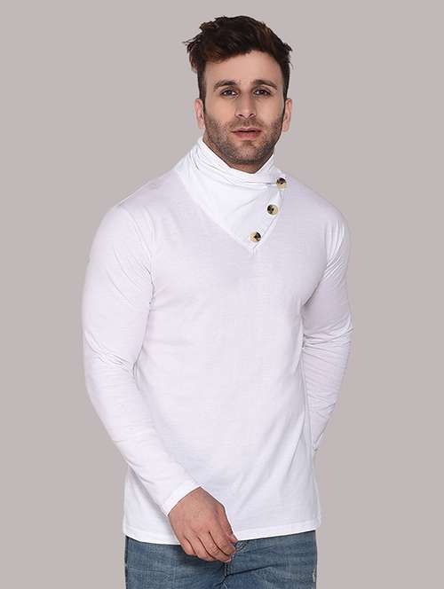 men solid turtle neck slim fit t-shirt - 21537592 -  Standard Image - 0