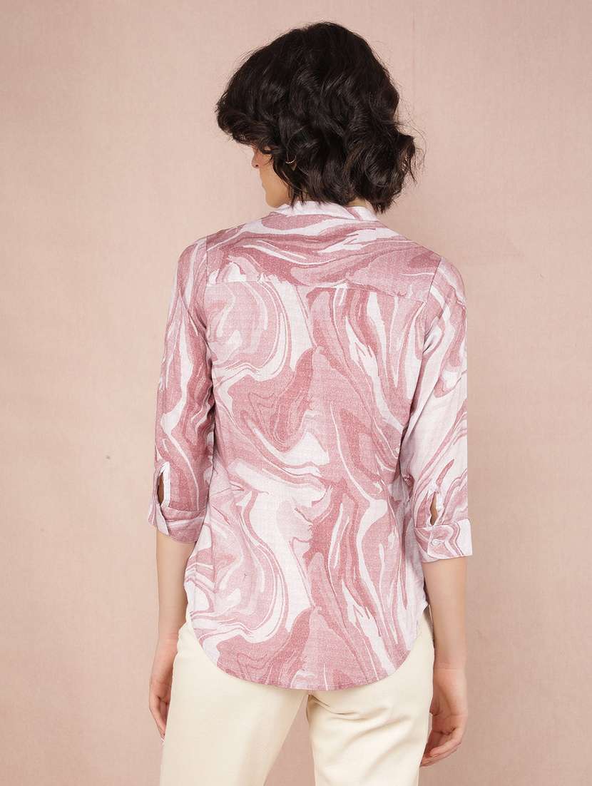 women printed mandarin neck shirt - 21537725 -  Standard Image - 2
