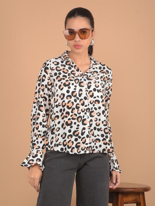 women floral printed mandarin collared shirt - 21537729 - Standard Image - 0