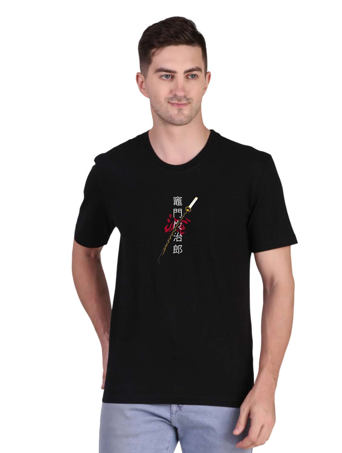 black front & back print short sleeve t-shirt