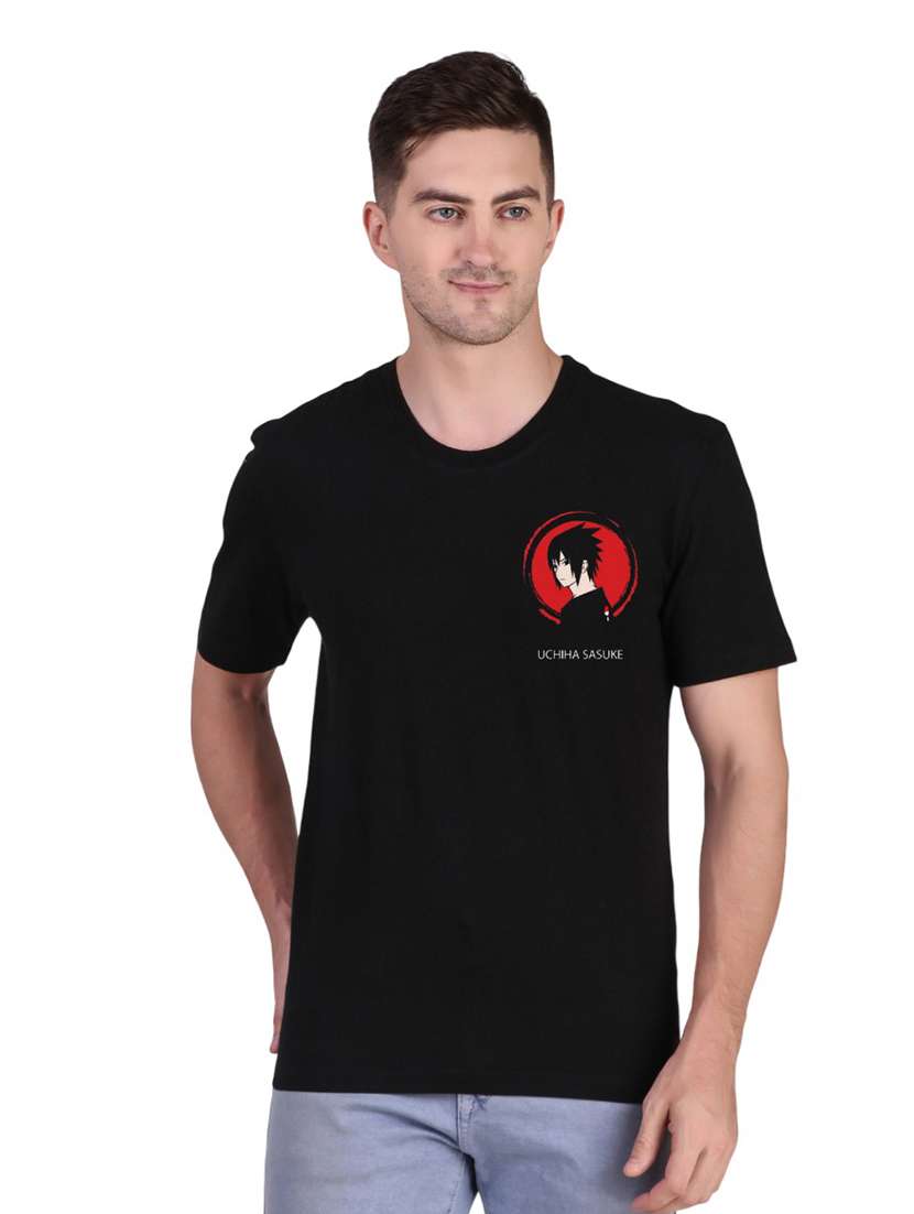 men front & back print round neck t-shirt