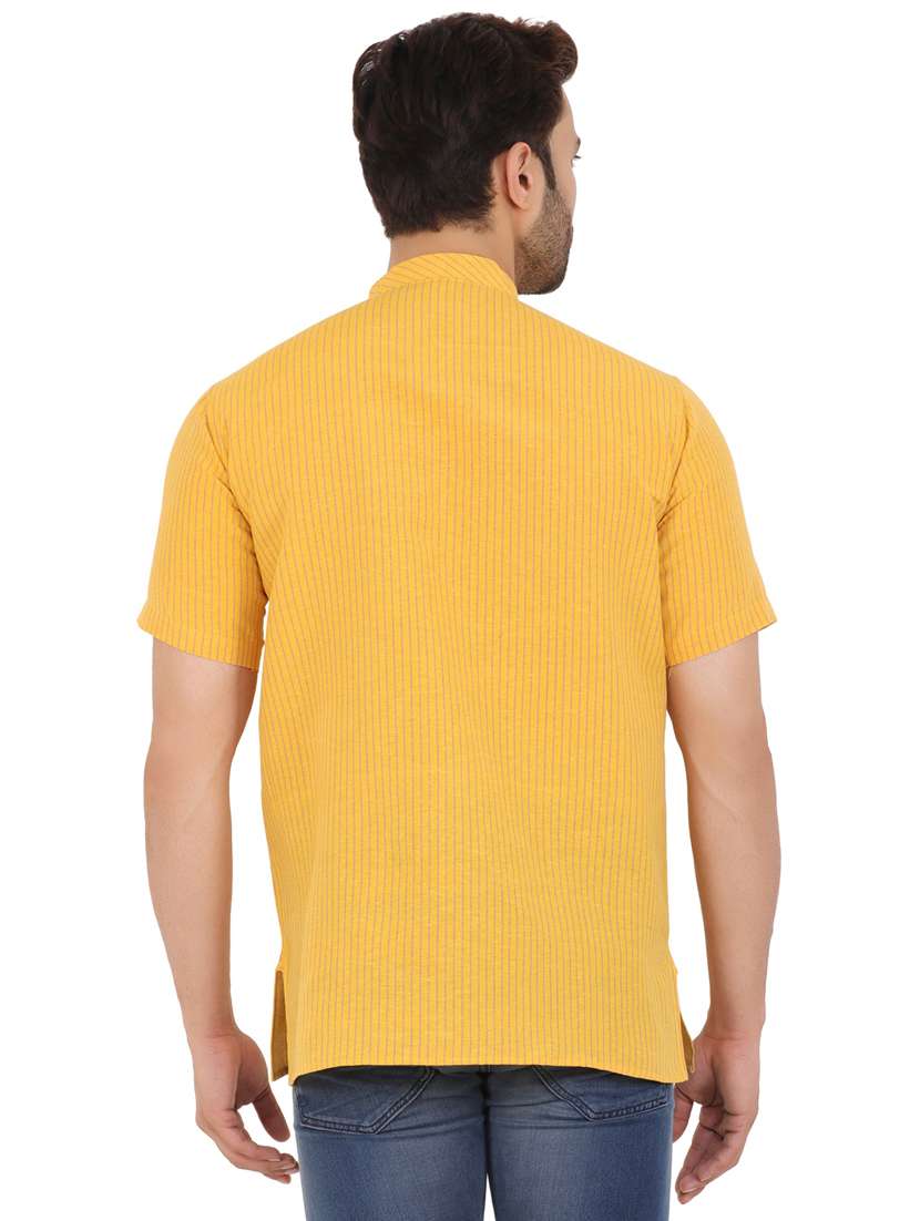 men striped mandarin neck short kurta  - 21537785 -  Standard Image - 2