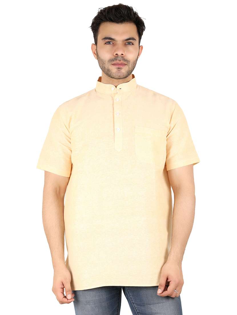 men solid mandarin neck short kurta 