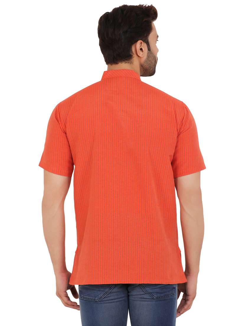 men striped mandarin neck short kurta  - 21537812 -  Standard Image - 2
