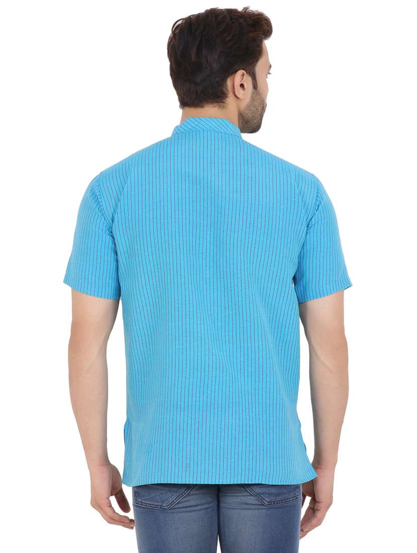 men striped mandarin neck short kurta  - 21537813 -  Standard Image - 2