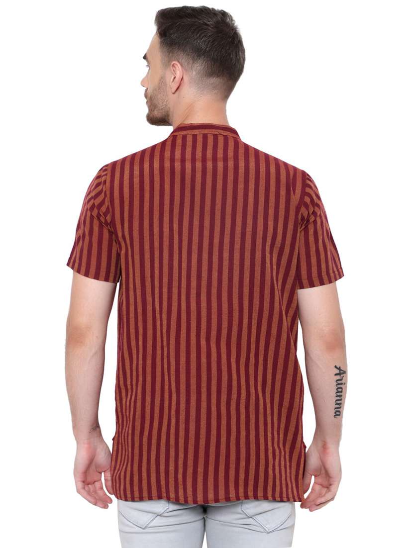 men striped mandarin neck short kurta  - 21537825 -  Standard Image - 2