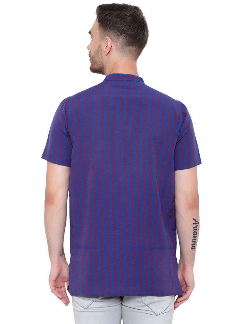 men striped mandarin neck short kurta  - 21537826 -  Standard Image - 2