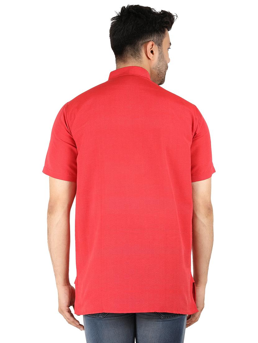 men solid mandarin neck short kurta - 21537829 - Standard Image - 2