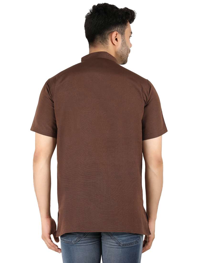 men solid mandarin neck short kurta  - 21537832 -  Standard Image - 2