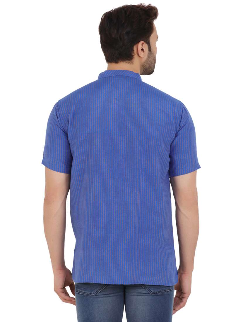 men striped mandarin neck short kurta  - 21537834 -  Standard Image - 2