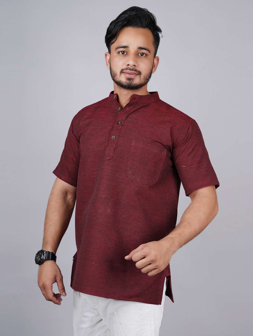 men self design mandarin neck short kurta  - 21537836 -  Standard Image - 2