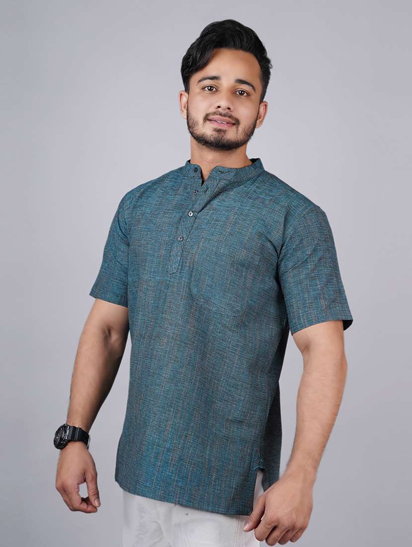 men self design mandarin neck short kurta  - 21537840 -  Standard Image - 2