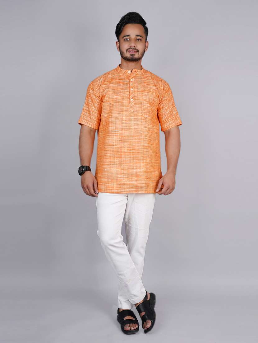 men self design mandarin neck short kurta  - 21537841 -  Standard Image - 2