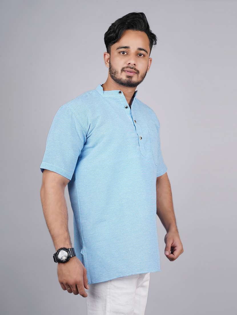 men solid mandarin neck short kurta  - 21537851 -  Standard Image - 2