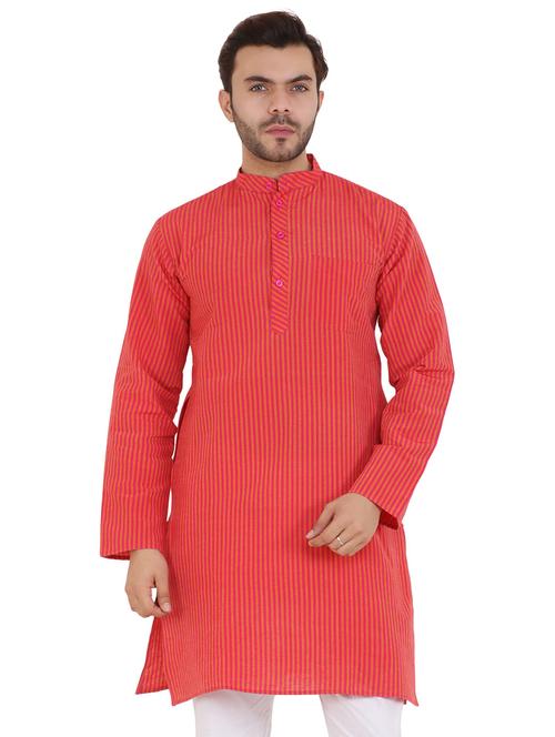 men striped mandarin neck long kurta - 21537855 - Standard Image - 0