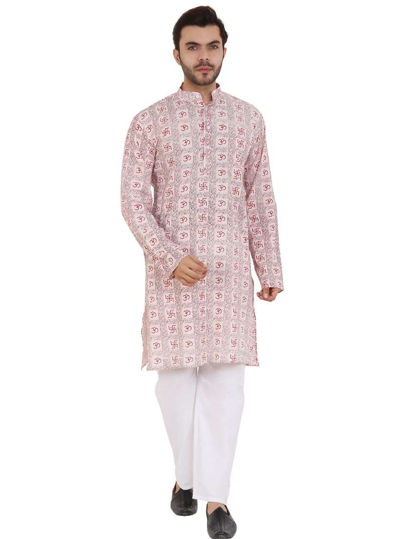 men printed mandarin neck long kurta  - 21537864 -  Standard Image - 2