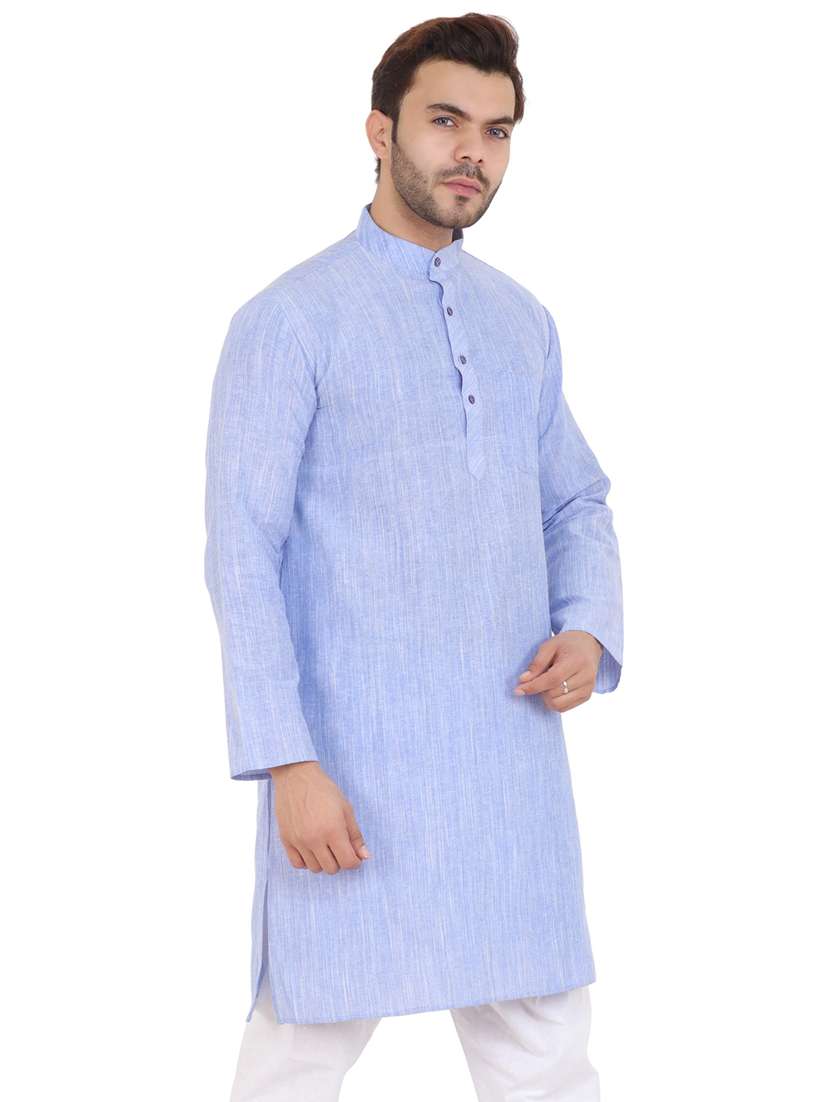 men solid mandarin neck long kurta - 21537870 -  Standard Image - 2