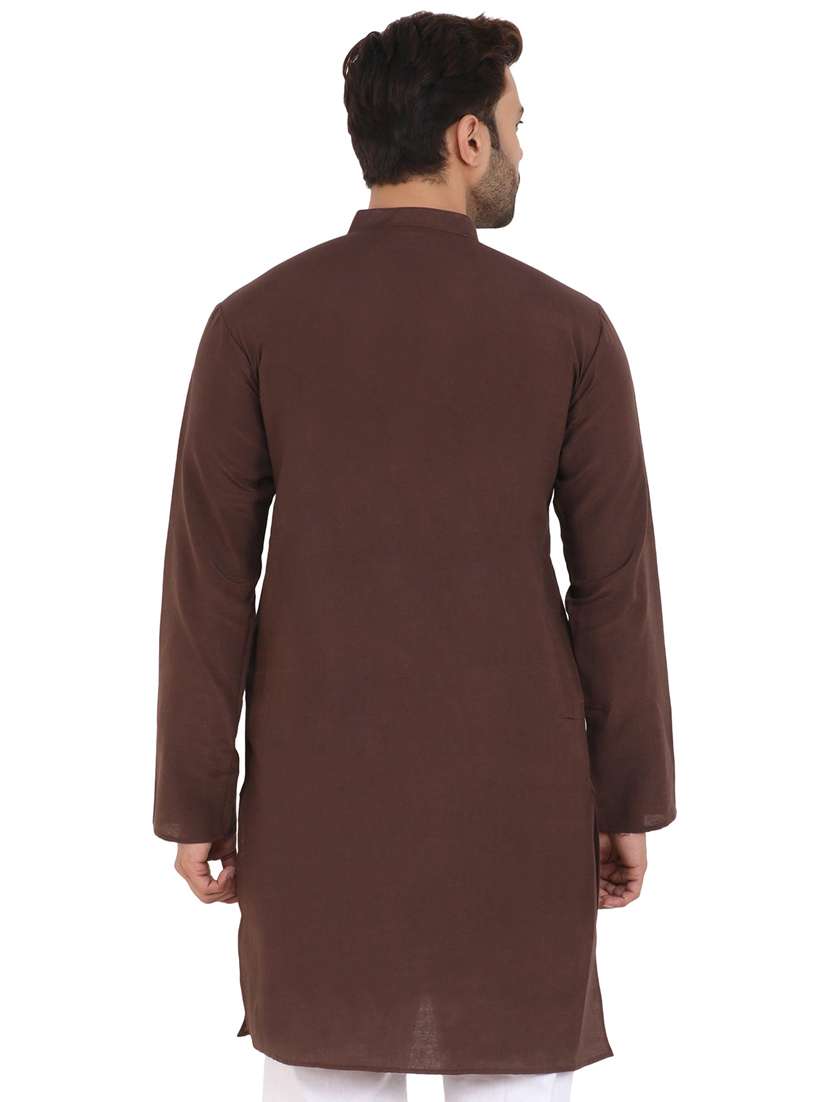 men solid mandarin neck long kurta - 21537912 -  Standard Image - 2