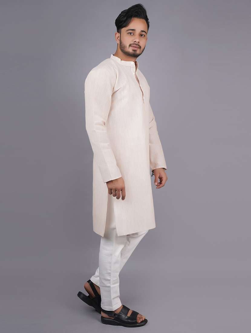 men solid mandarin neck long kurta - 21537915 -  Standard Image - 2