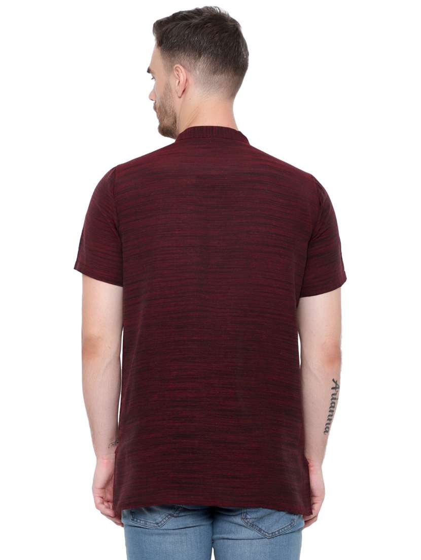 men self design mandarin neck short sleeve short kurta - 21537930 -  Standard Image - 2