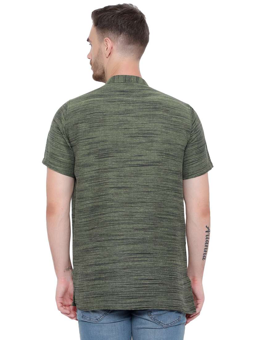 men self design mandarin neck short sleeve short kurta - 21537933 -  Standard Image - 2