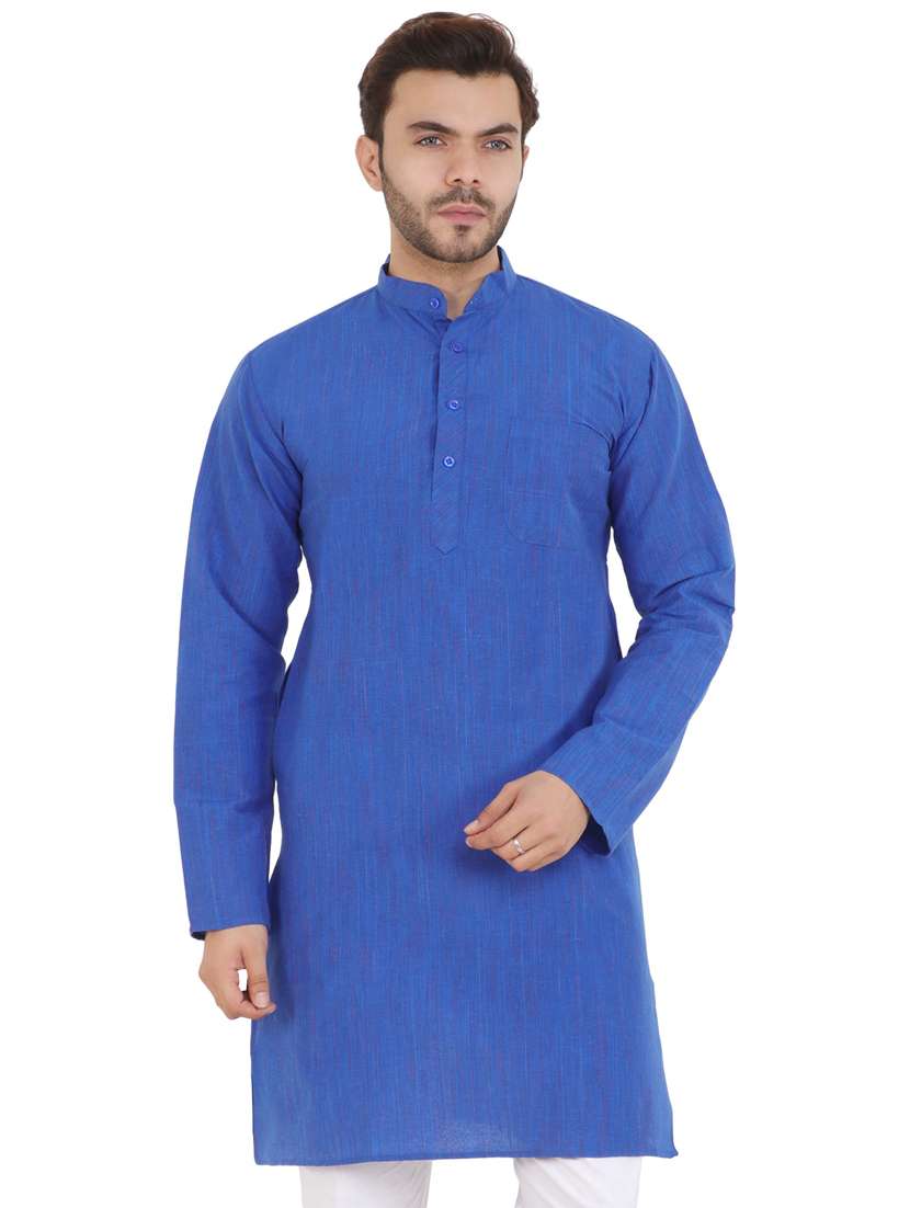 men self design mandarin neck long kurta