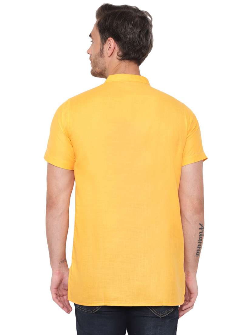 men solid mandarin neck short sleeve short kurta - 21537951 -  Standard Image - 2