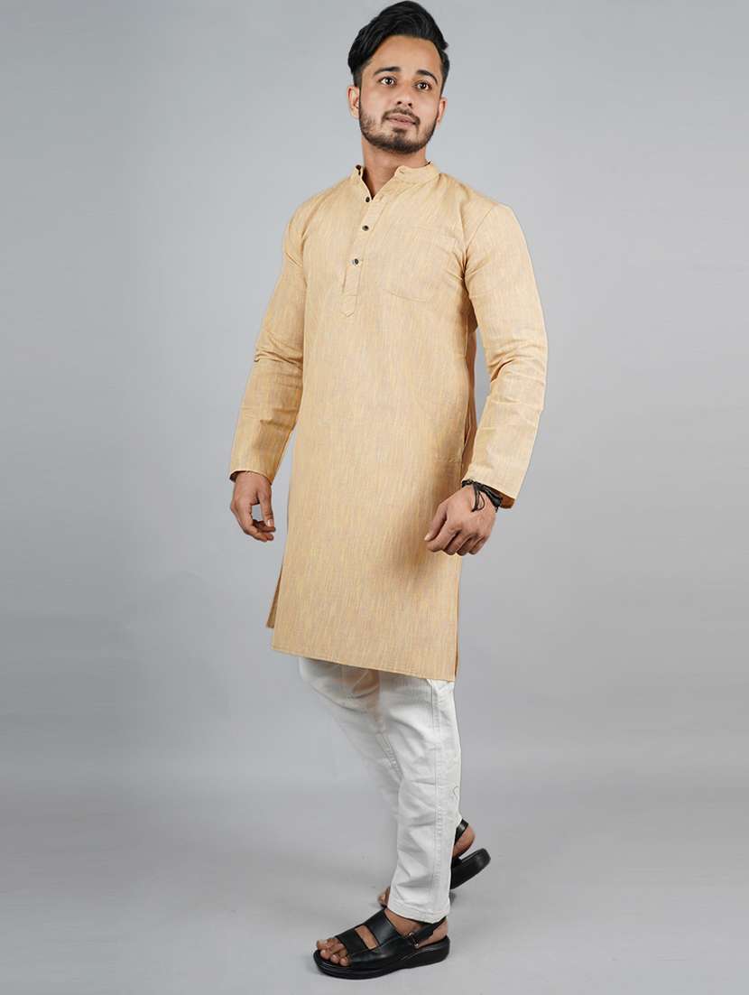 men melange long sleeves kurta - 21537965 -  Standard Image - 2