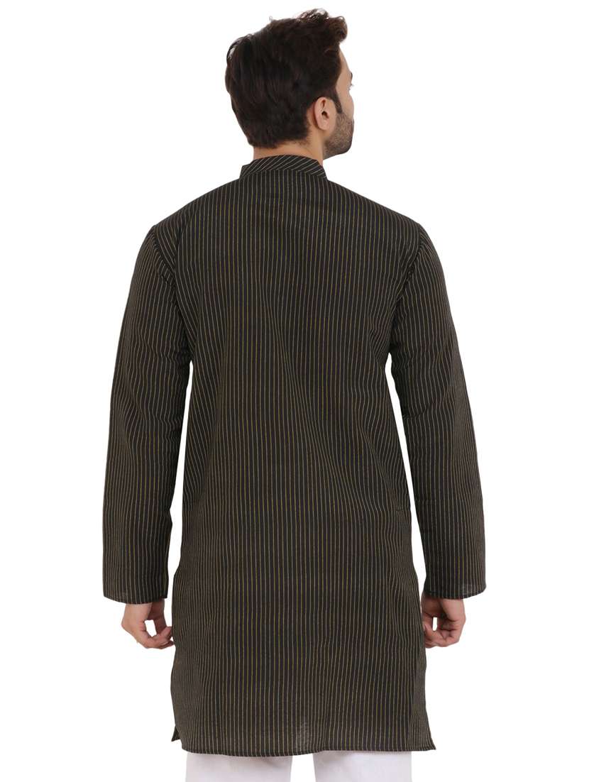 black cotton blend short  kurta - 21537986 -  Standard Image - 2