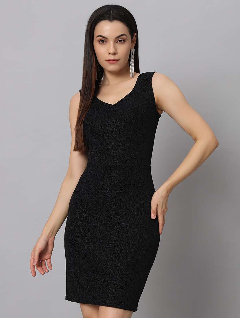 women solid sleeveless bodycon dress