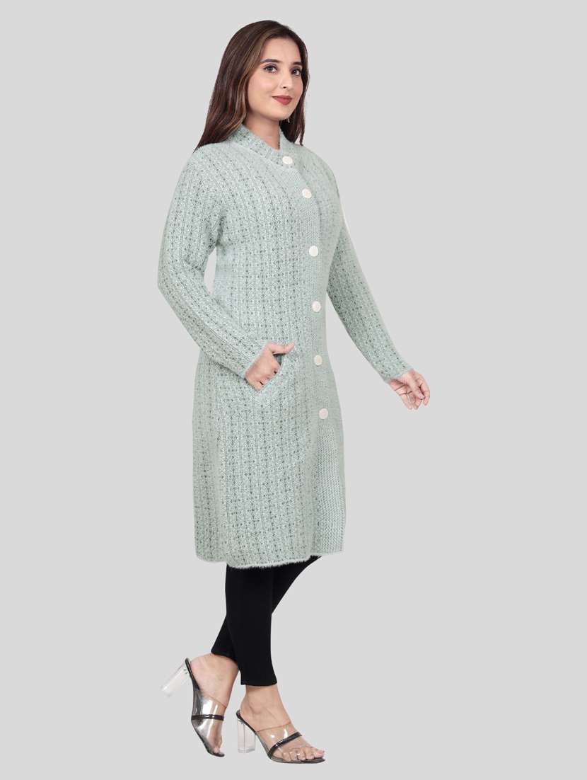 Women Self Design Long Cardigan - 21537993 -  Standard Image - 2