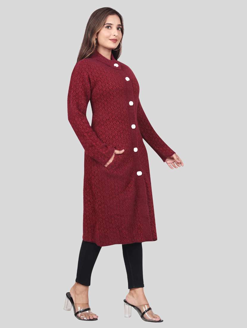 women self design long cardigan - 21537995 - Standard Image - 2