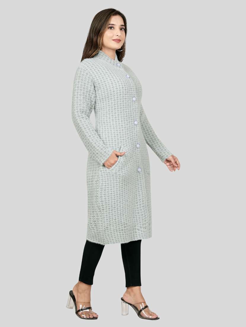 women self design long cardigan - 21537996 - Standard Image - 2