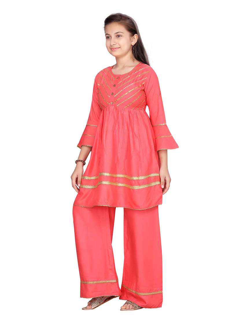 girls solid kurta & pant set - 21538268 -  Standard Image - 2