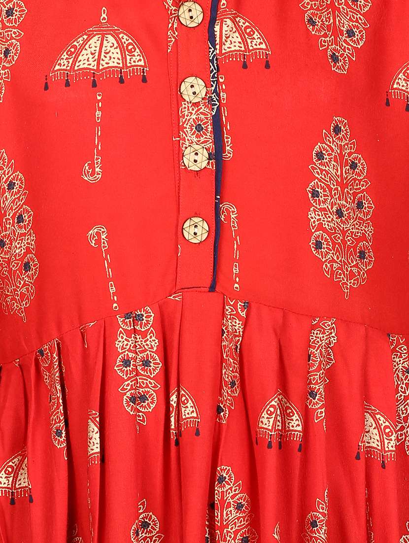 girls printed collared flared kurti - 21538407 - Standard Image - 2