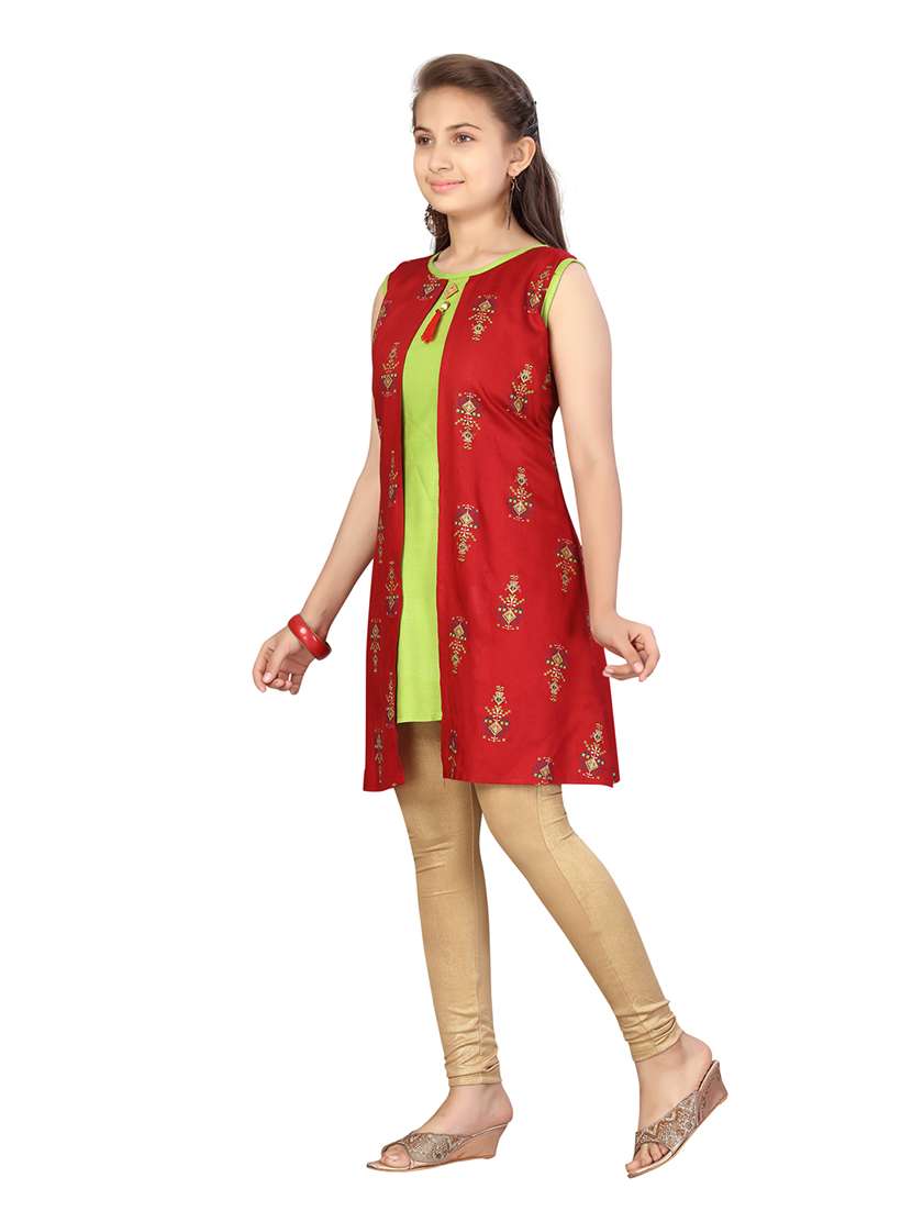girls printed sleeveless a-line kurti - 21538409 - Standard Image - 2