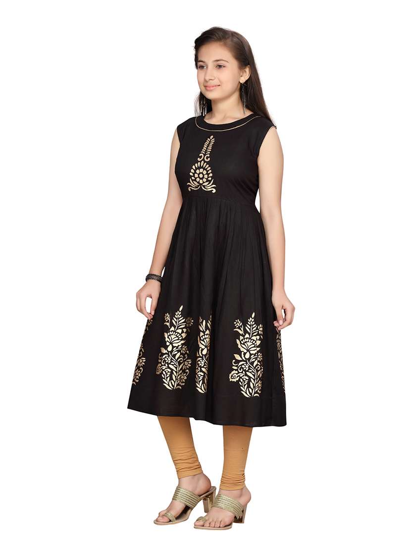 girls printed sleeveless flared kurti - 21538410 -  Standard Image - 2