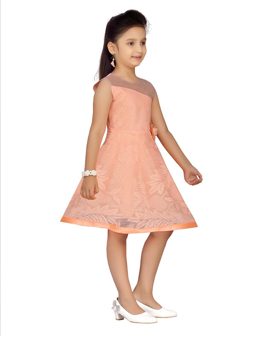 girls self design sleeveless frock - 21538439 - Standard Image - 2