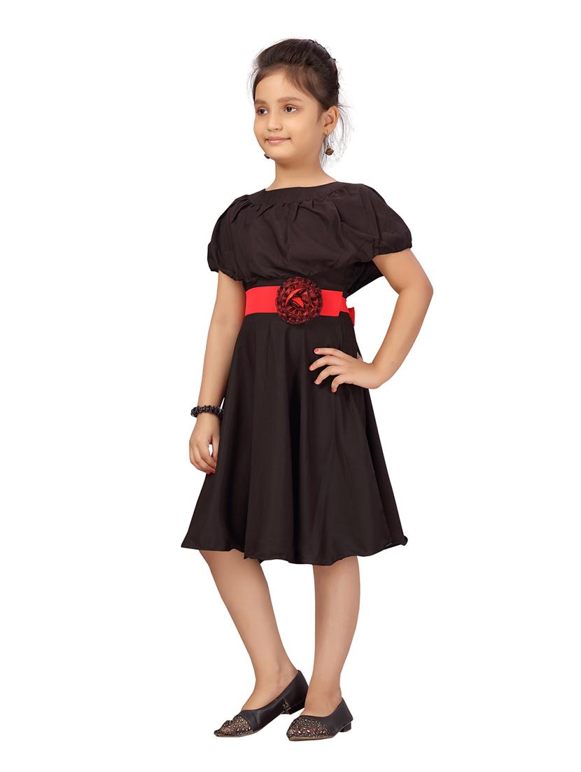 girls solid boat neck frock - 21538452 - Standard Image - 2