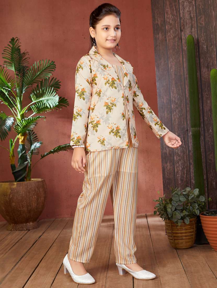girls floral printed full length set with jacket - 21538503 -  Standard Image - 2